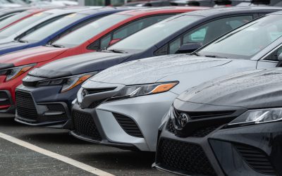 Halifax, Canada - February 25, 2020 - 2020 Toyota Camry sedans at a Toyota/Lexus dealership in Halifax's North End.
