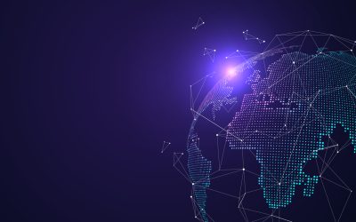 3D earth graphic symbolizing global trade, vector illustration.