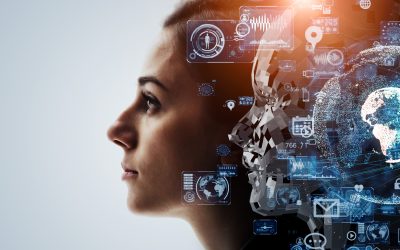 AI (Artificial Intelligence) concept. Deep learning. Machine learning. Singularity.