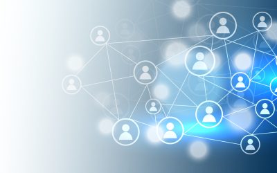 social network connection concept blue background