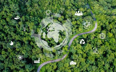 Environmental technology concept. sustainable ESG modernization development by using technology of renewable resources