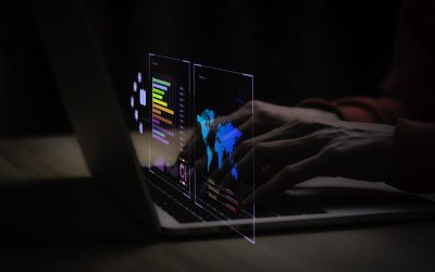 businessman working with business Analytics and Data Management System on computer, online document management and metrics connected to database. Corporate strategy for finance, operations, sales.