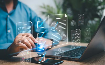 Document management of human resources and customer relations concept. Business people review human resources documents for eligibility for organizational leadership and team building.