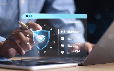 Insurance concept. Businessman using a computer to insurance online for family and life, financial, car, travel, and health insurance.