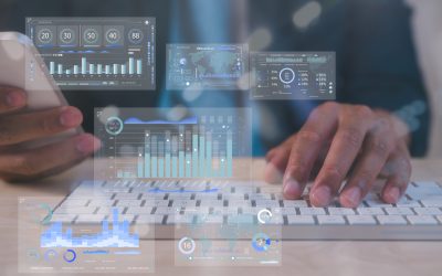 Data analysis concept Businessman using smart mobile phone and typing on computer keyboard analyse business trading data charts working with virtual data charts